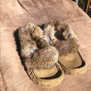 Genuine sheepskin and real fur men’s 10 homemade brand Slippers/ moccasins